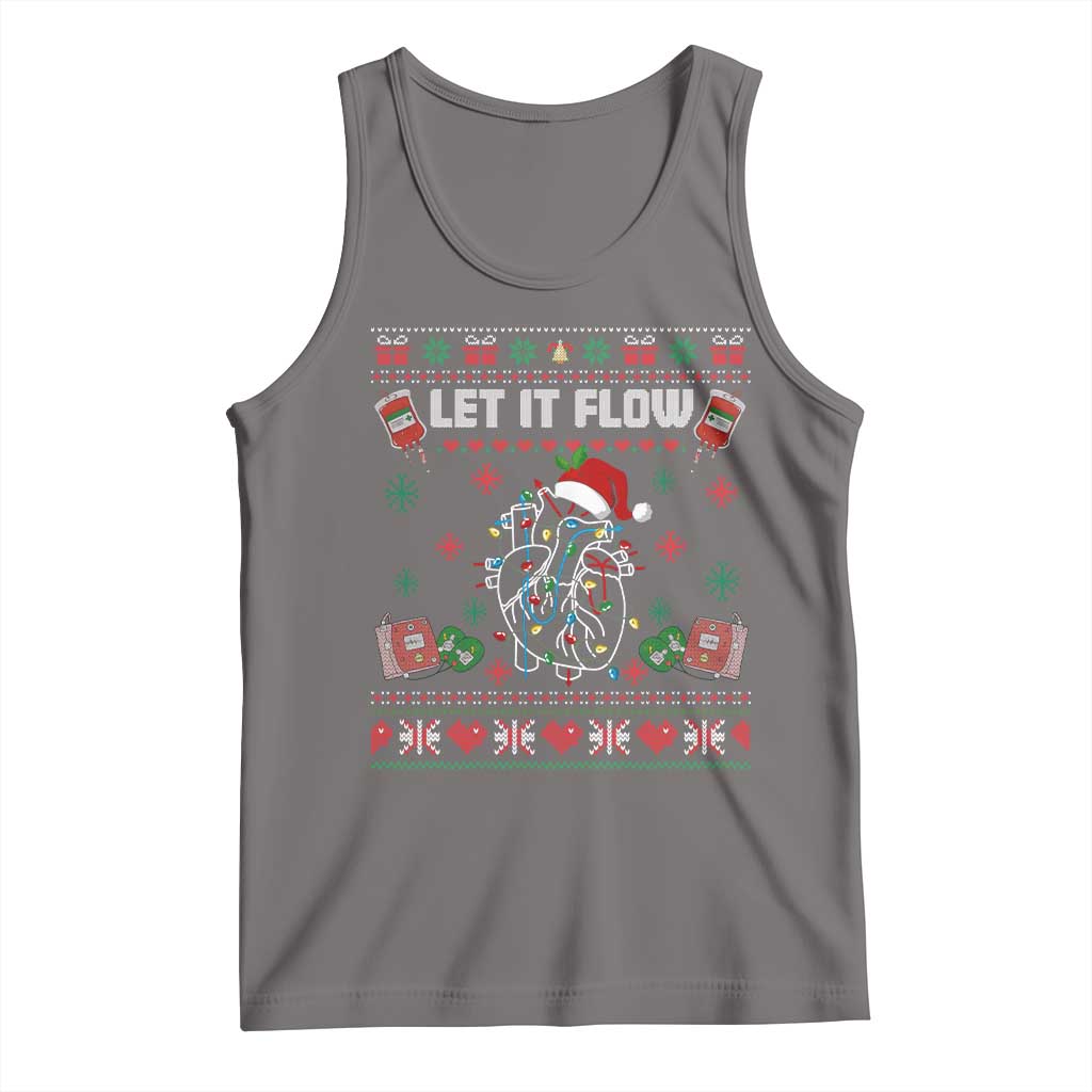 Let It Flow Christmas Tank Top Anatomy Heart Cardiac Nurse Santa Xmas - Print Your Wear