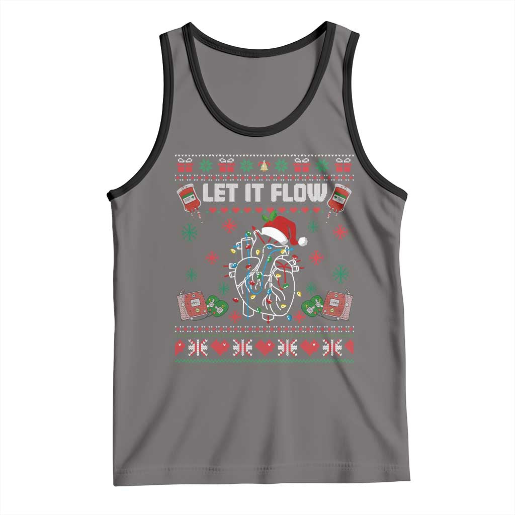 Let It Flow Christmas Tank Top Anatomy Heart Cardiac Nurse Santa Xmas TS14 Deep Heather Black Print Your Wear