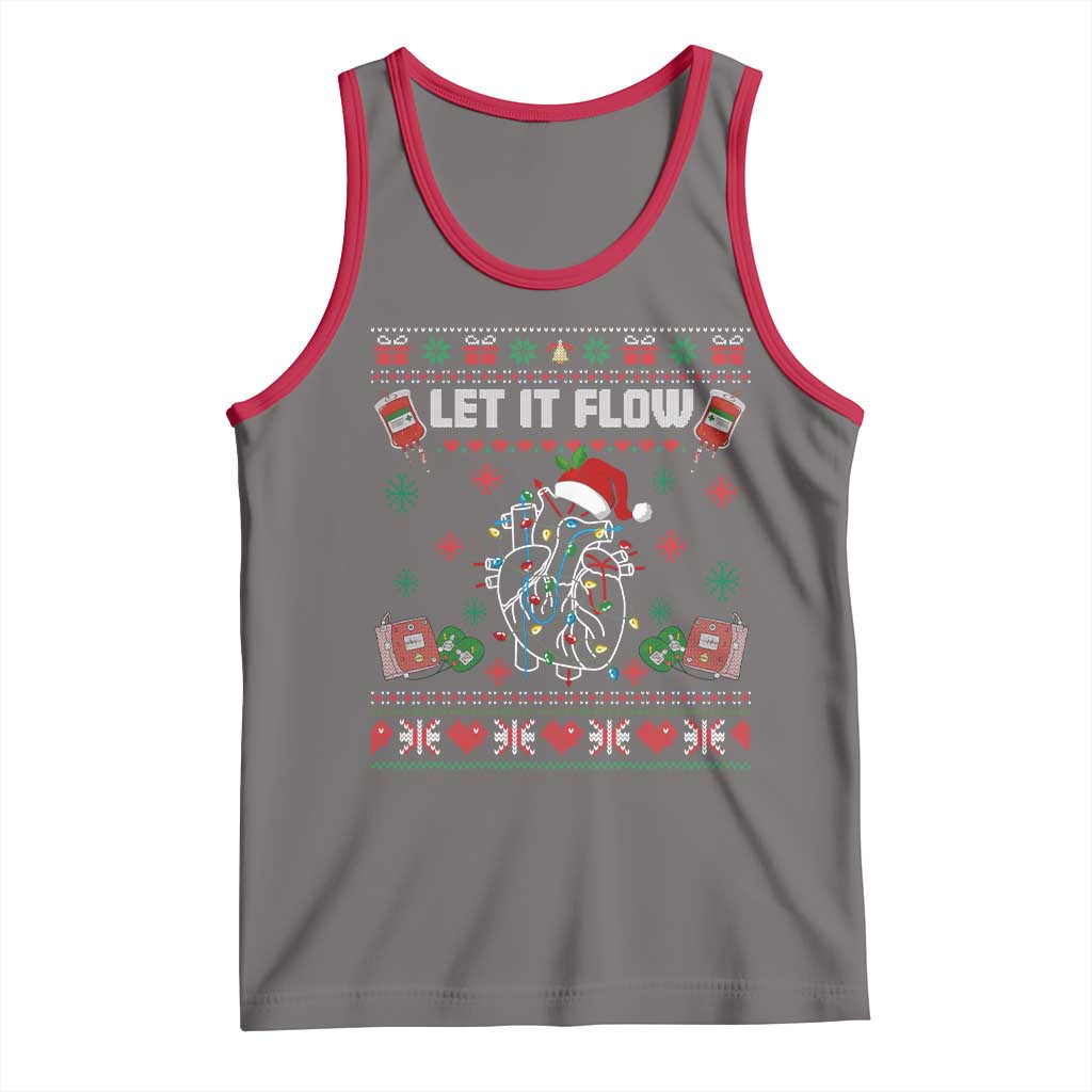 Let It Flow Christmas Tank Top Anatomy Heart Cardiac Nurse Santa Xmas TS14 Deep Heather Red Print Your Wear