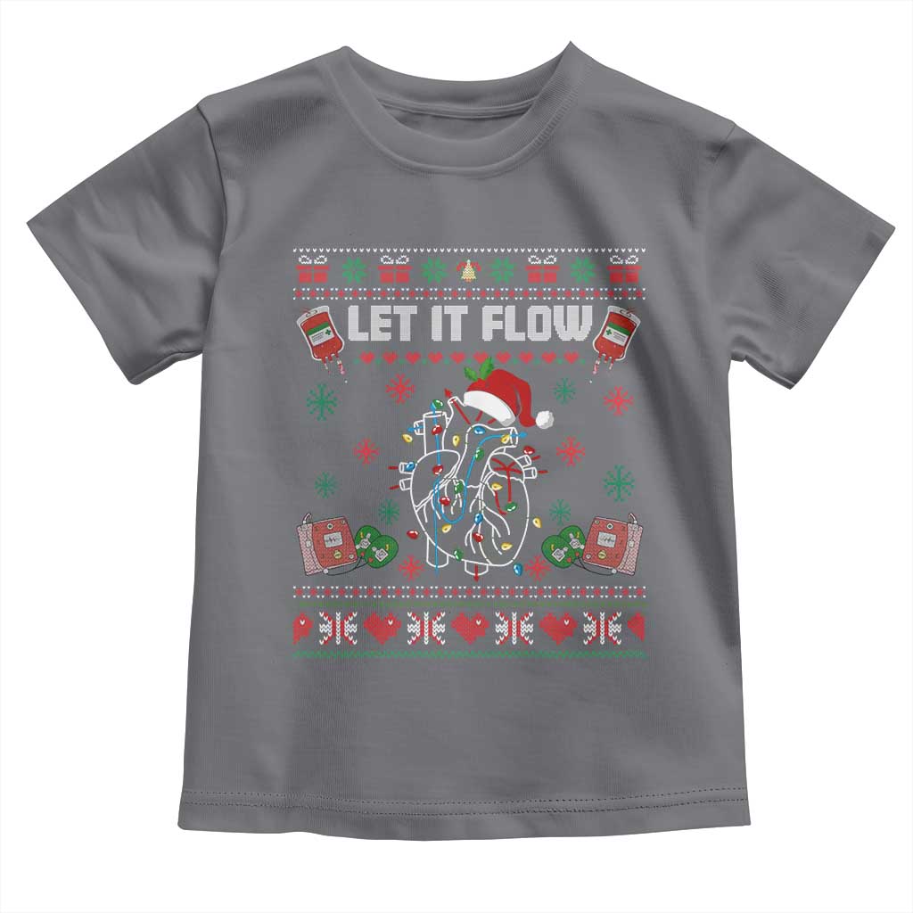 Let It Flow Christmas Toddler T Shirt Anatomy Heart Cardiac Nurse Santa Xmas TS14 Charcoal Print Your Wear
