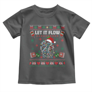 Let It Flow Christmas Toddler T Shirt Anatomy Heart Cardiac Nurse Santa Xmas TS14 Dark Heather Print Your Wear