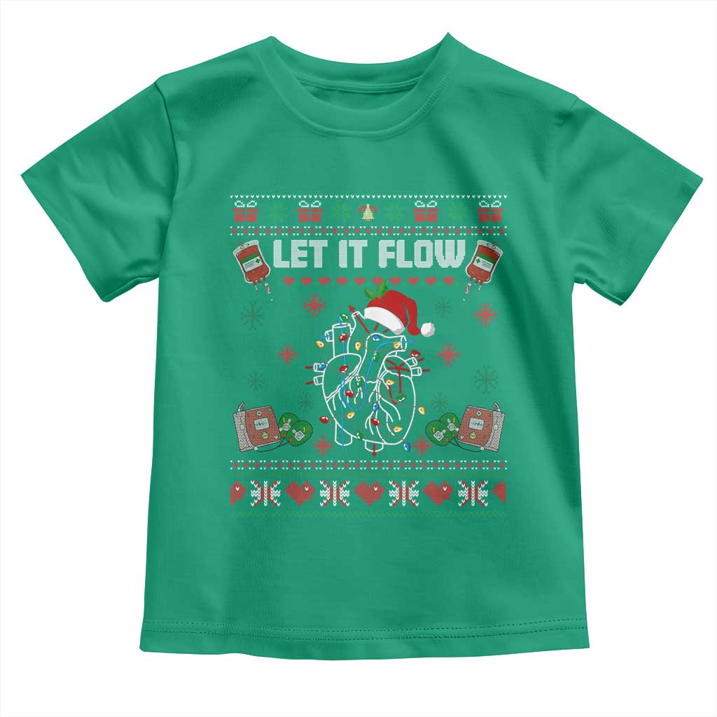 Let It Flow Christmas Toddler T Shirt Anatomy Heart Cardiac Nurse Santa Xmas TS14 Irish Green Print Your Wear