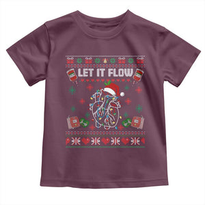 Let It Flow Christmas Toddler T Shirt Anatomy Heart Cardiac Nurse Santa Xmas TS14 Maroon Print Your Wear