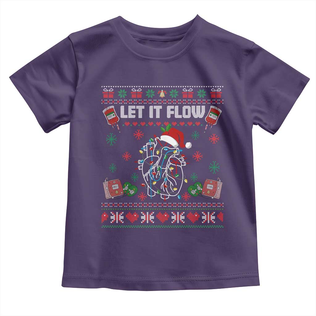 Let It Flow Christmas Toddler T Shirt Anatomy Heart Cardiac Nurse Santa Xmas TS14 Purple Print Your Wear