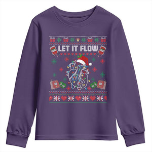 Let It Flow Christmas Youth Sweatshirt Anatomy Heart Cardiac Nurse Santa Xmas TS14 Purple Print Your Wear