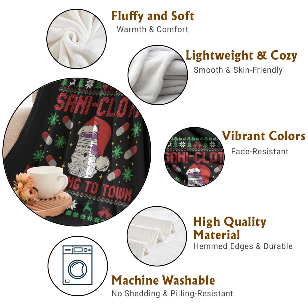 Sani-cloth Is Coming To Town Throw Blanket Funny Nurse Christmas TS14 Print Your Wear