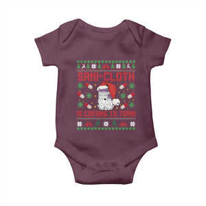 Sani-cloth Is Coming To Town Baby Onesie Funny Nurse Christmas TS14 Maroon Print Your Wear