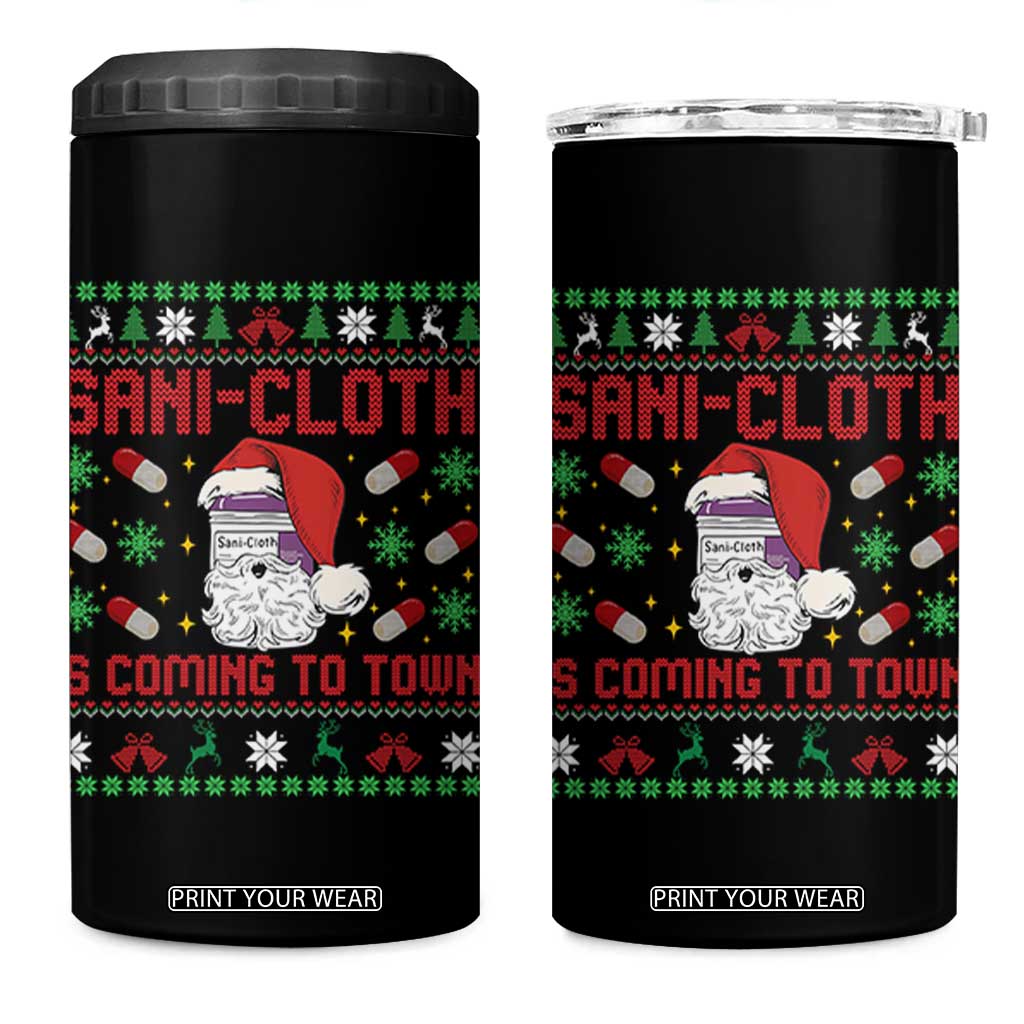 Sani-cloth Is Coming To Town 4 in 1 Can Cooler Tumbler Funny Nurse Christmas TS14 One Size: 16 oz Black Print Your Wear