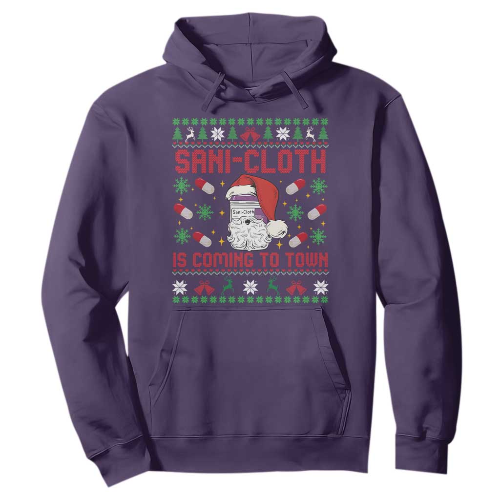 Sani-cloth Is Coming To Town Hoodie Funny Nurse Christmas TS14 Purple Print Your Wear