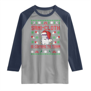 Sani-cloth Is Coming To Town Raglan Shirt Funny Nurse Christmas TS14 Sport Gray Navy Print Your Wear