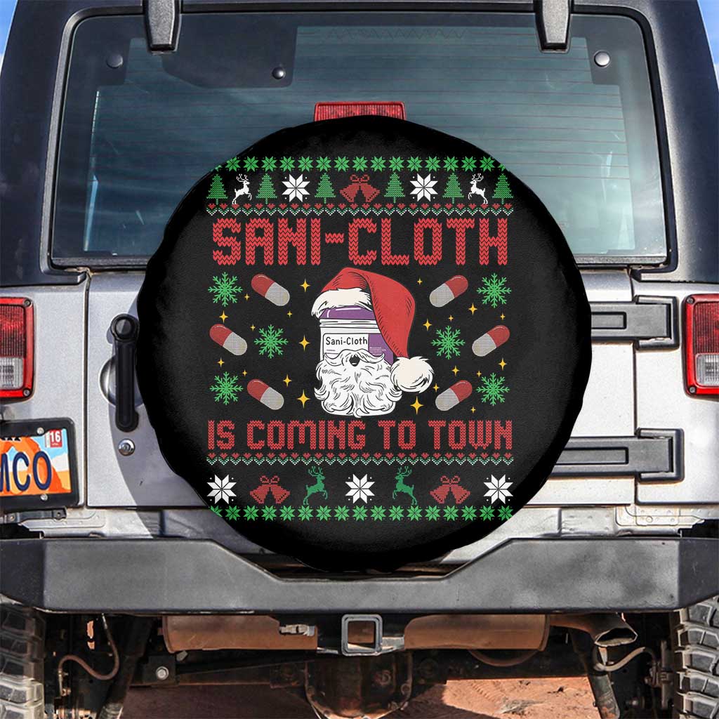 Sani-cloth Is Coming To Town Spare Tire Cover Funny Nurse Christmas TS14 No hole Black Print Your Wear