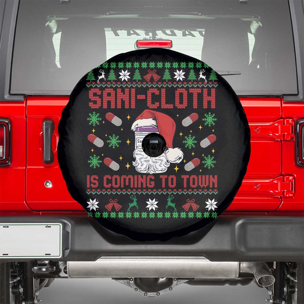 Sani-cloth Is Coming To Town Spare Tire Cover Funny Nurse Christmas TS14 Black Print Your Wear
