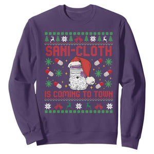 Sani-cloth Is Coming To Town Sweatshirt Funny Nurse Christmas TS14 Purple Print Your Wear