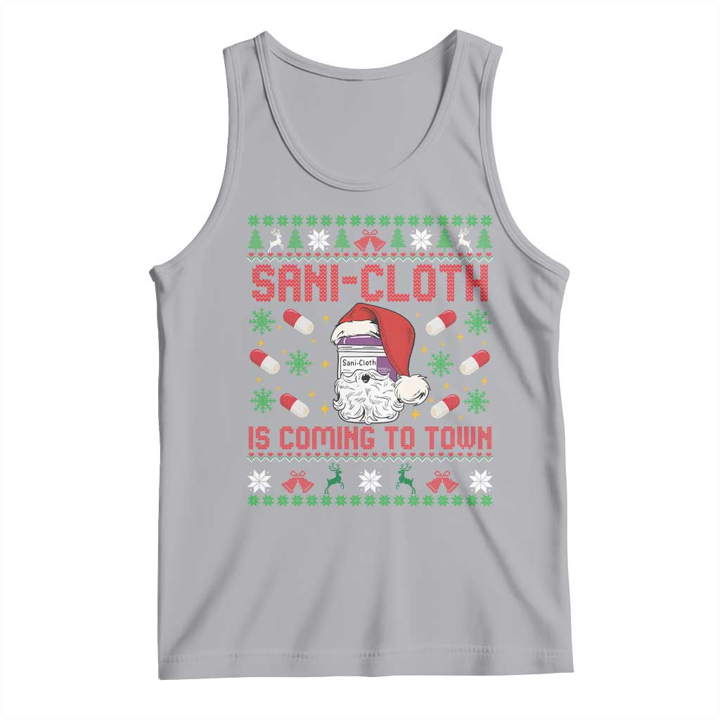 Sani-cloth Is Coming To Town Tank Top Funny Nurse Christmas TS14 Athletic Heather Print Your Wear