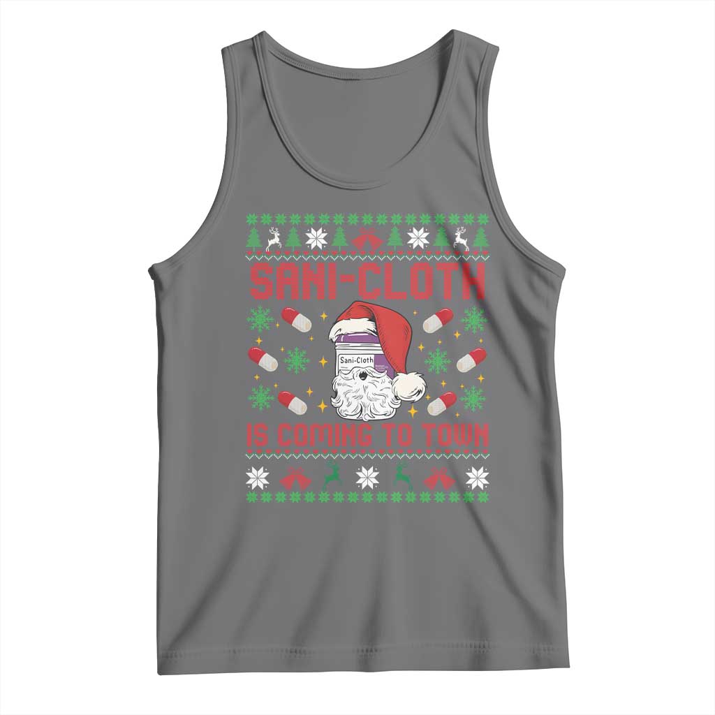 Sani-cloth Is Coming To Town Tank Top Funny Nurse Christmas TS14 Black Heather Print Your Wear