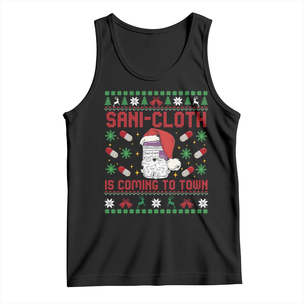 Sani-cloth Is Coming To Town Tank Top Funny Nurse Christmas TS14 Black Print Your Wear