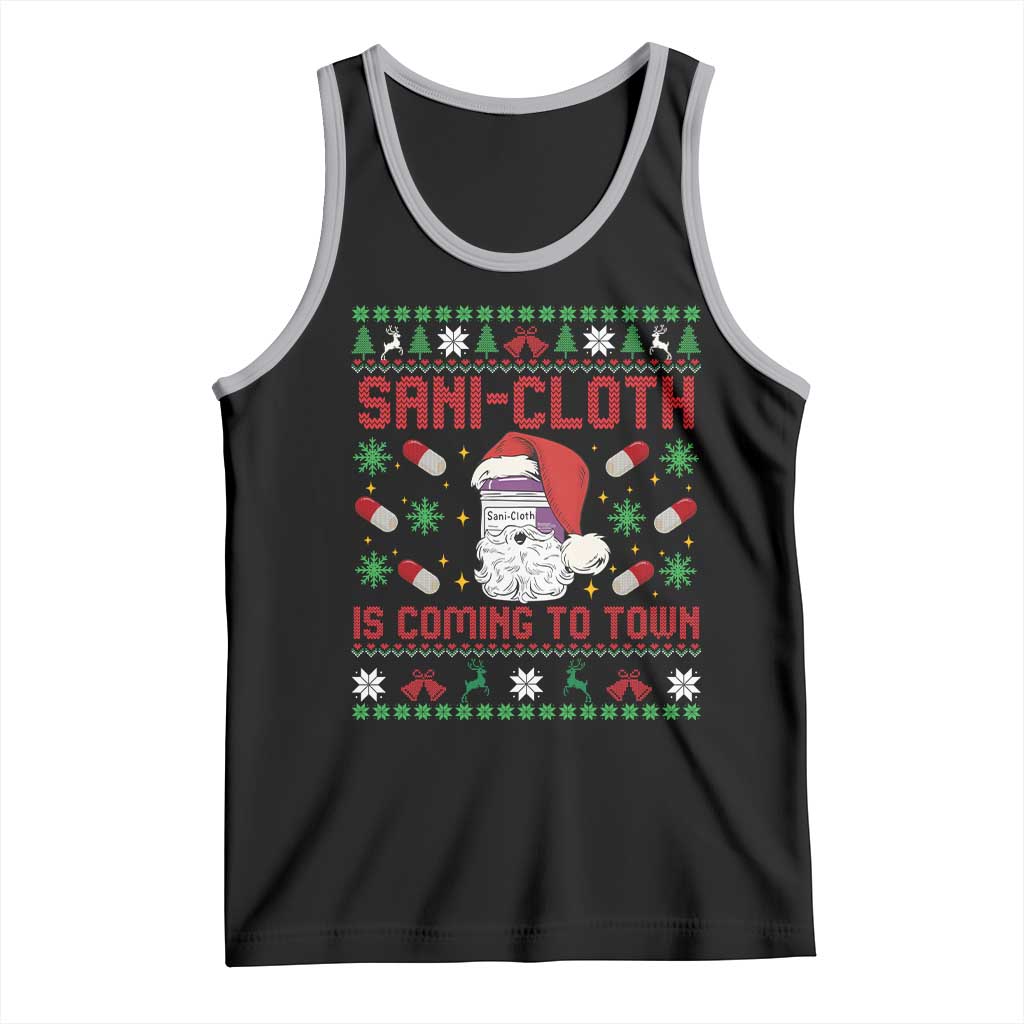 Sani-cloth Is Coming To Town Tank Top Funny Nurse Christmas TS14 Black Athletic Heather Print Your Wear