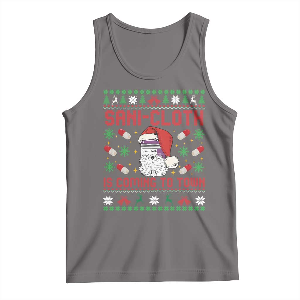 Sani-cloth Is Coming To Town Tank Top Funny Nurse Christmas TS14 Deep Heather Print Your Wear