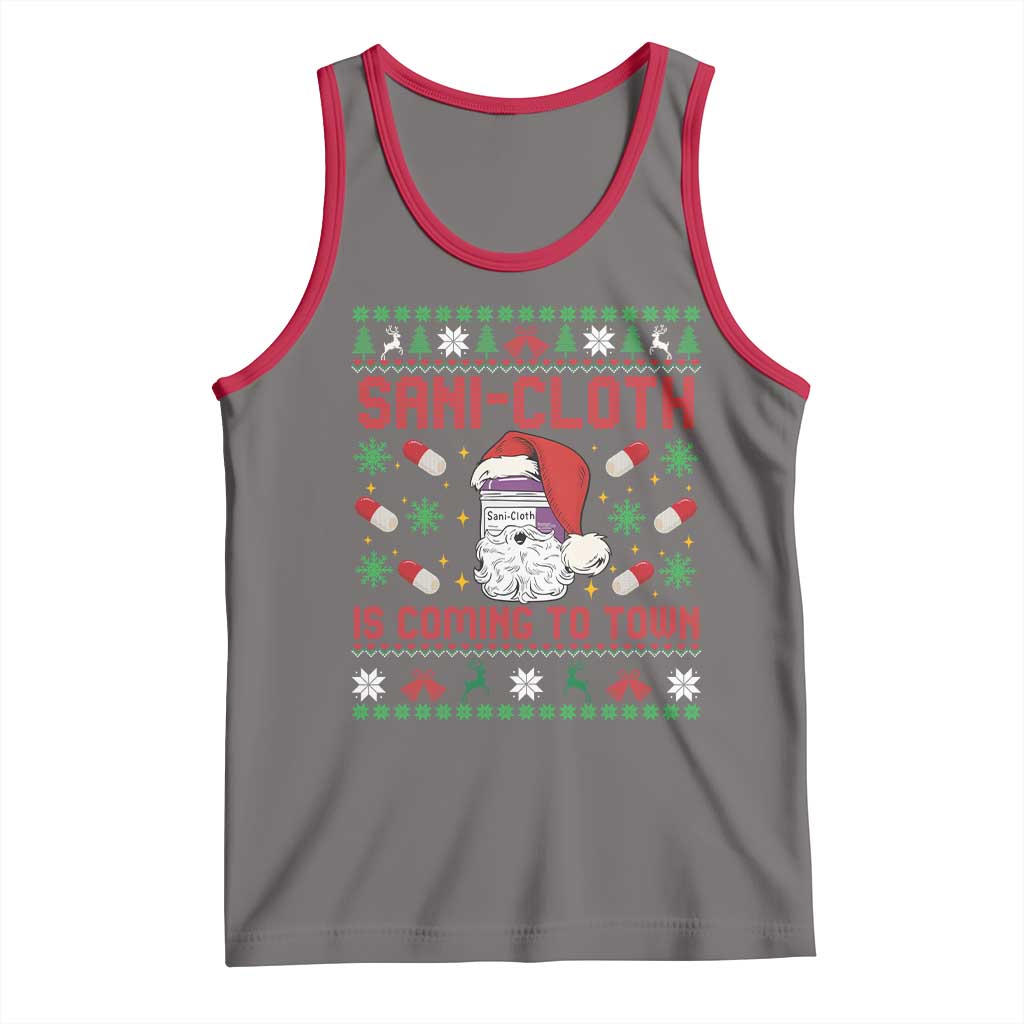 Sani-cloth Is Coming To Town Tank Top Funny Nurse Christmas TS14 Deep Heather Red Print Your Wear