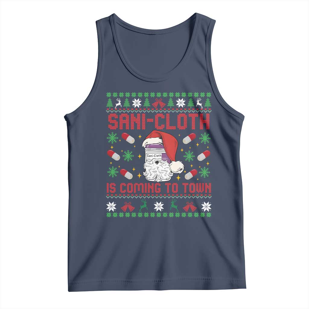 Sani-cloth Is Coming To Town Tank Top Funny Nurse Christmas TS14 Navy Print Your Wear