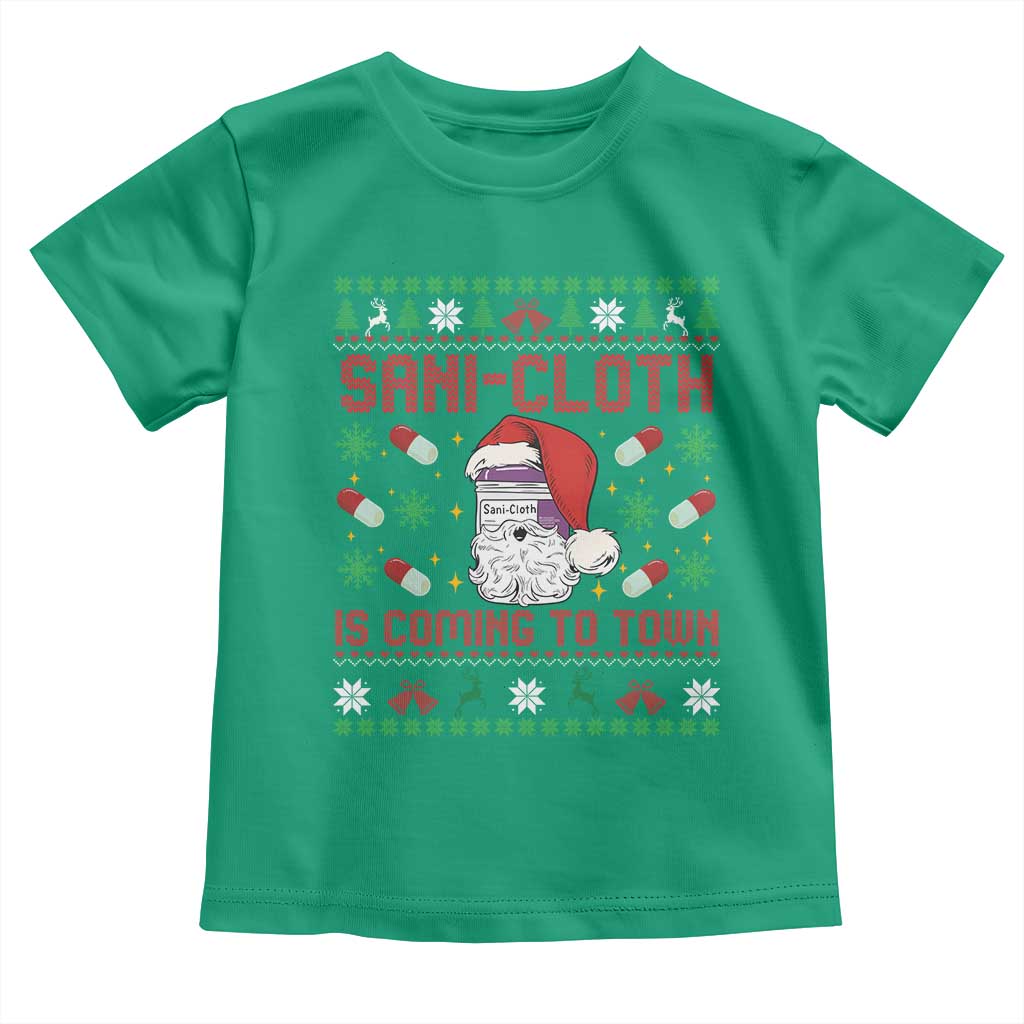 Sani-cloth Is Coming To Town Toddler T Shirt Funny Nurse Christmas TS14 Irish Green Print Your Wear