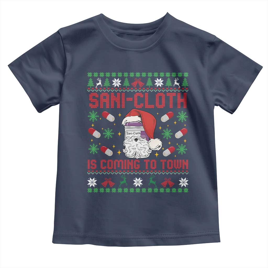 Sani-cloth Is Coming To Town Toddler T Shirt Funny Nurse Christmas TS14 Navy Print Your Wear