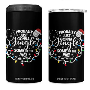 Probably Just Gonna Jingle Some of The Way I Am Tired 4 in 1 Can Cooler Tumbler Funny Christmas Quote TS14 One Size: 16 oz Black Print Your Wear