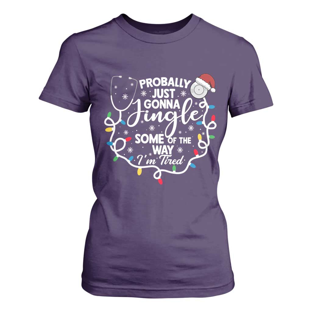 Probably Just Gonna Jingle Some of The Way I Am Tired T Shirt For Women Funny Christmas Quote TS14 Purple Print Your Wear