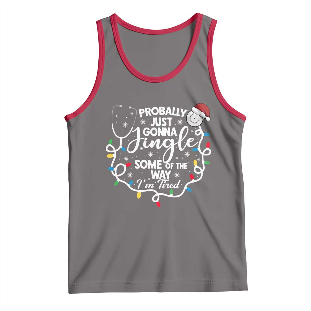 Probably Just Gonna Jingle Some of The Way I Am Tired Tank Top Funny Christmas Quote TS14 Deep Heather Red Print Your Wear