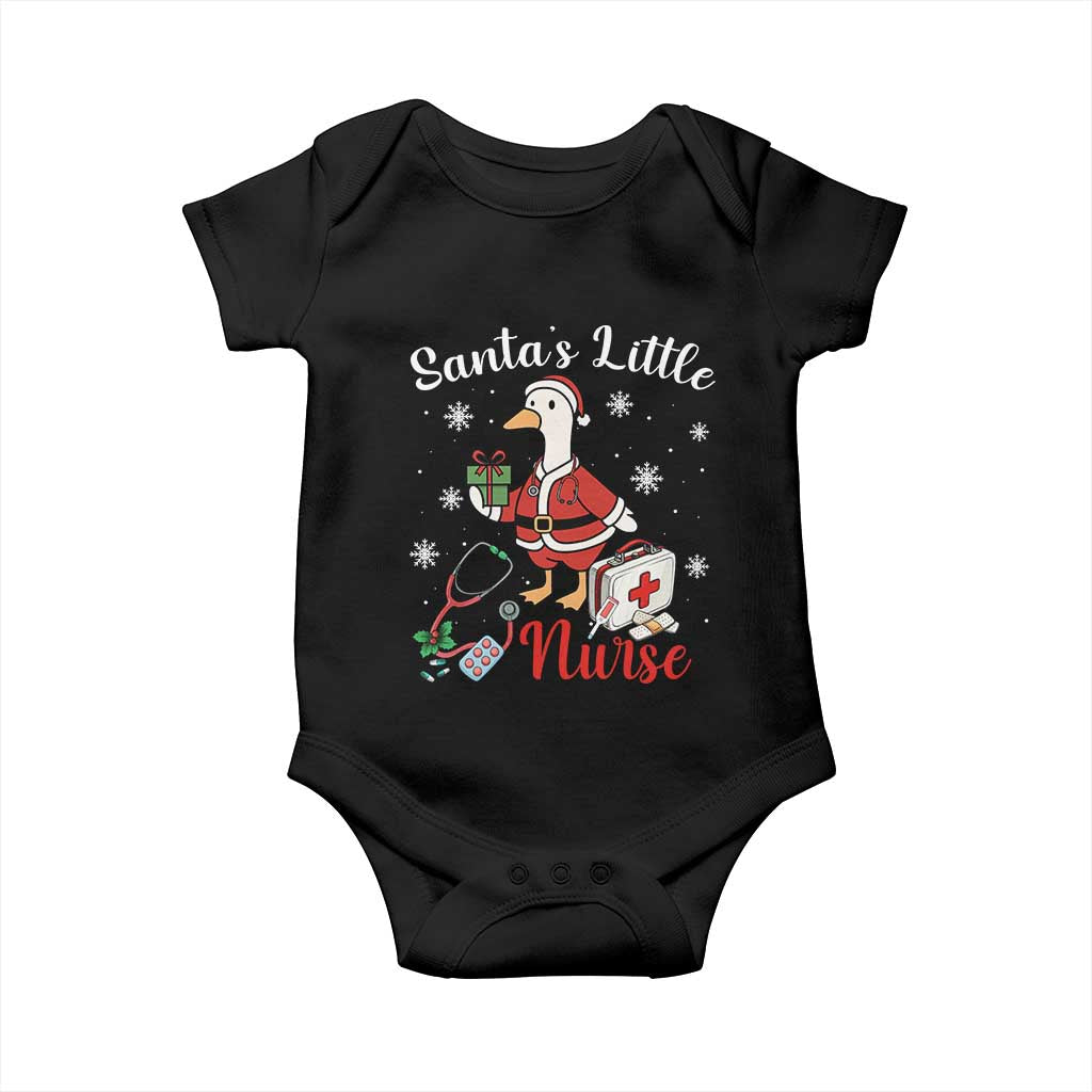 Christmas Goose Nurse Baby Onesie Santa Little Nurse TS14 Black Print Your Wear