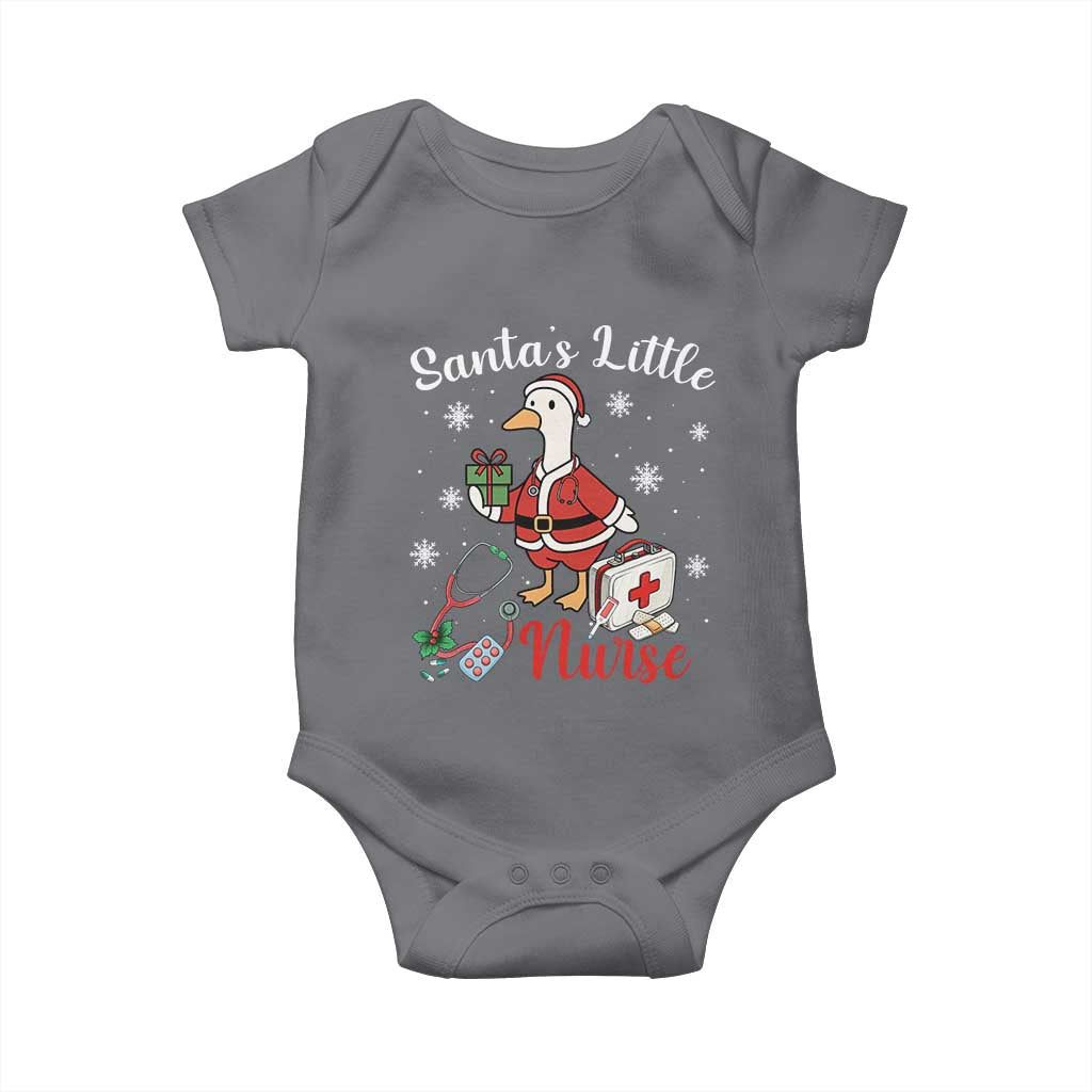 Christmas Goose Nurse Baby Onesie Santa Little Nurse TS14 Charcoal Print Your Wear