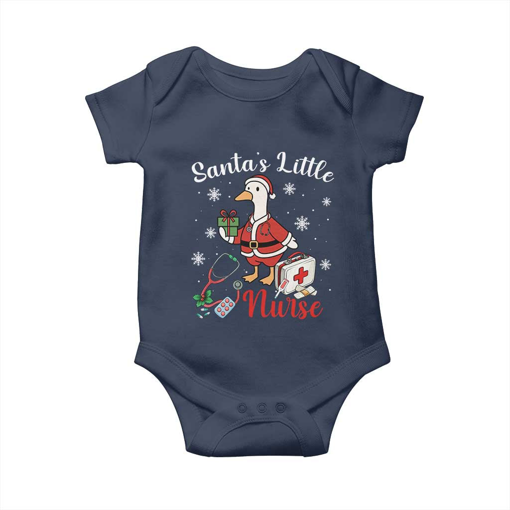 Christmas Goose Nurse Baby Onesie Santa Little Nurse TS14 Navy Print Your Wear