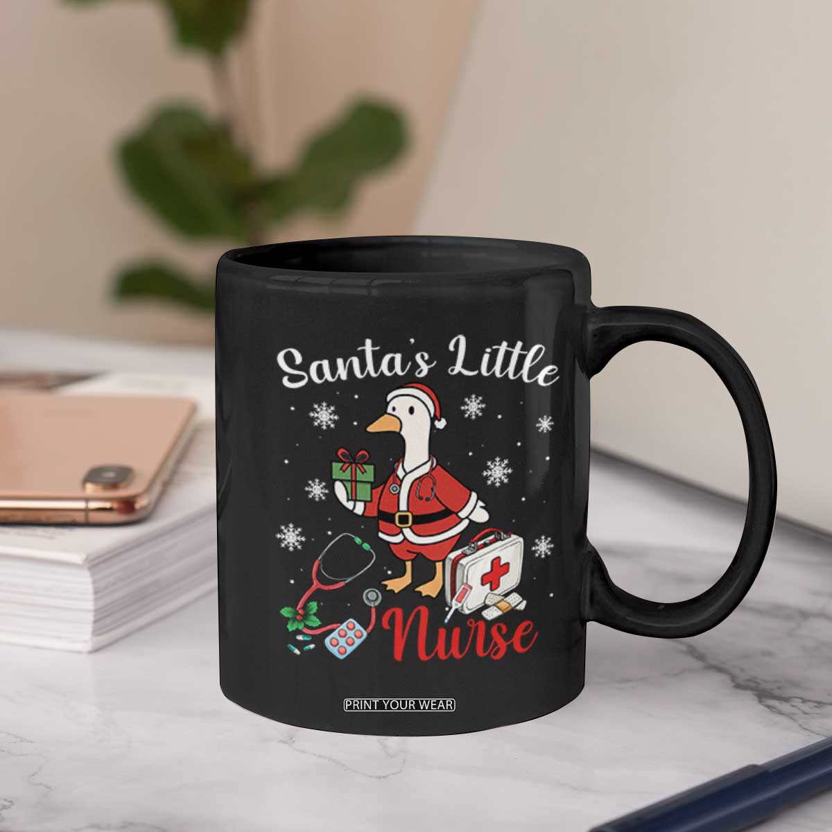 Christmas Goose Nurse Coffee Mug Santa Little Nurse TS14 Print Your Wear