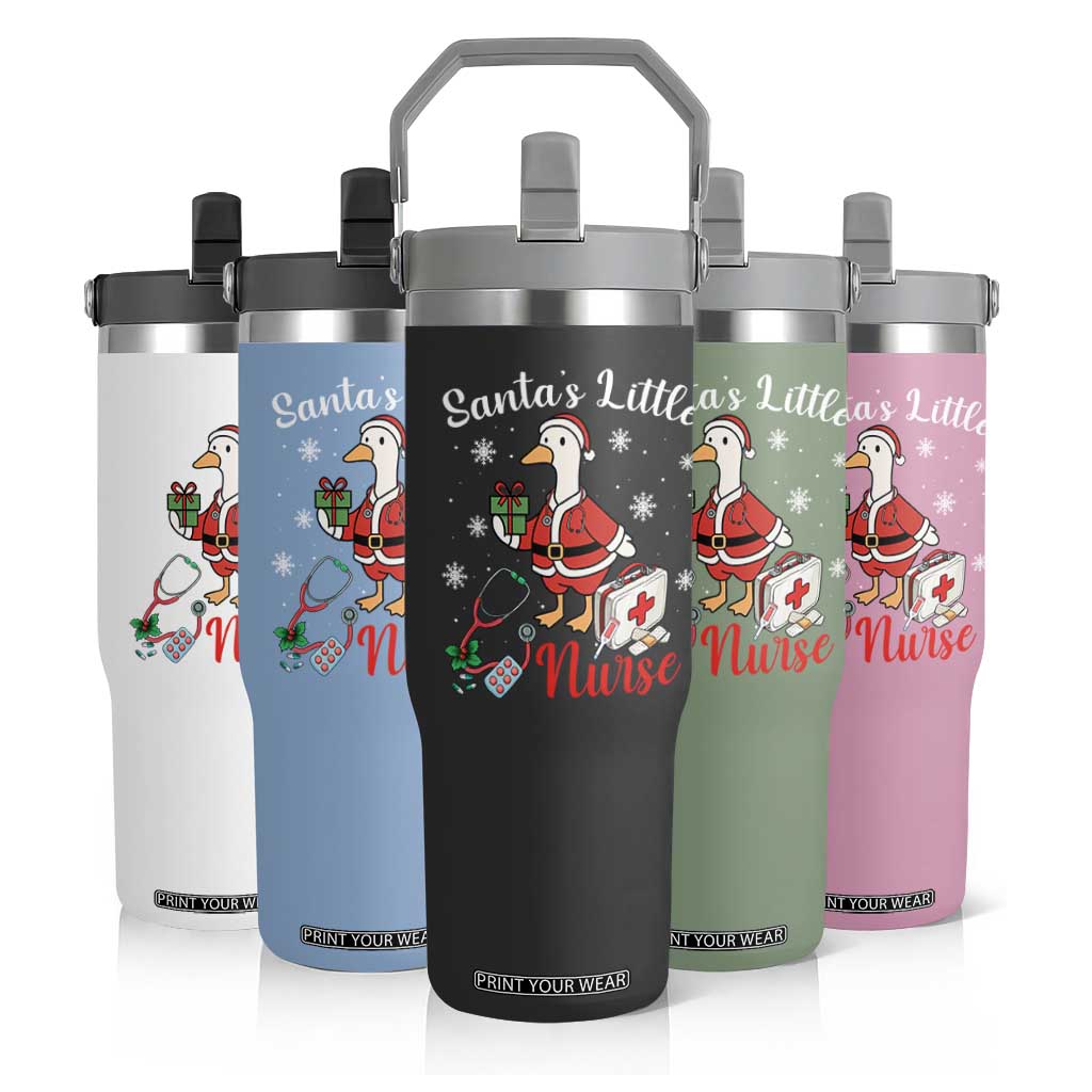 Christmas Goose Nurse Flip Straw Tumbler Santa Little Nurse TS14 Print Your Wear