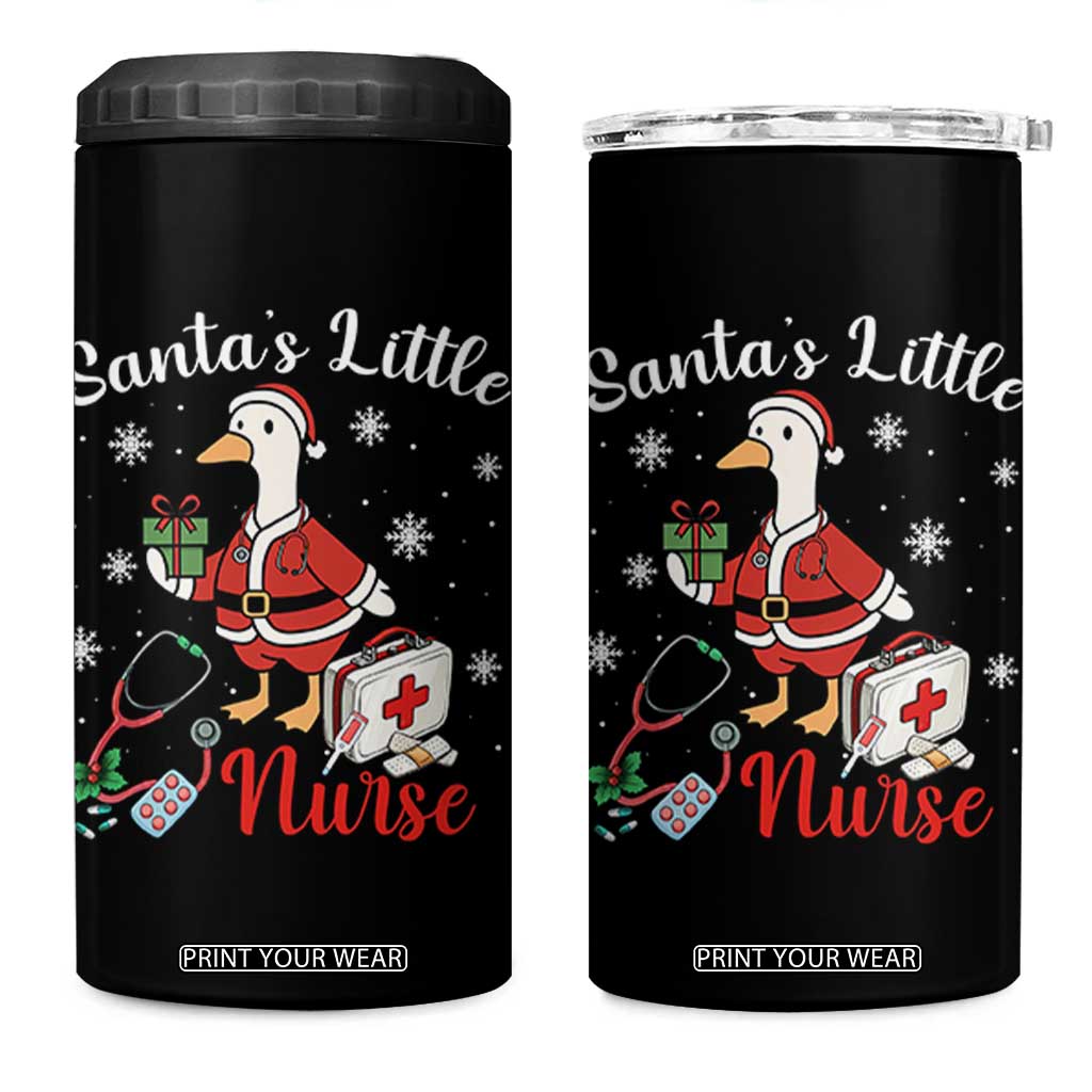 Christmas Goose Nurse 4 in 1 Can Cooler Tumbler Santa Little Nurse TS14 One Size: 16 oz Black Print Your Wear