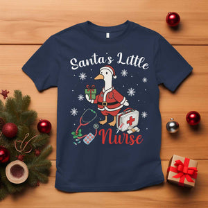 Christmas Goose Nurse T Shirt Santa Little Nurse TS14 Navy Print Your Wear