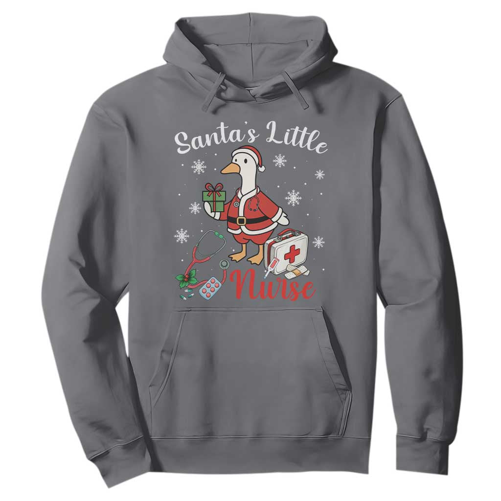Christmas Goose Nurse Hoodie Santa Little Nurse TS14 Charcoal Print Your Wear