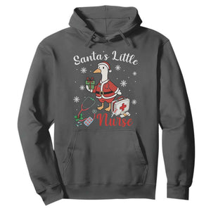 Christmas Goose Nurse Hoodie Santa Little Nurse TS14 Dark Heather Print Your Wear