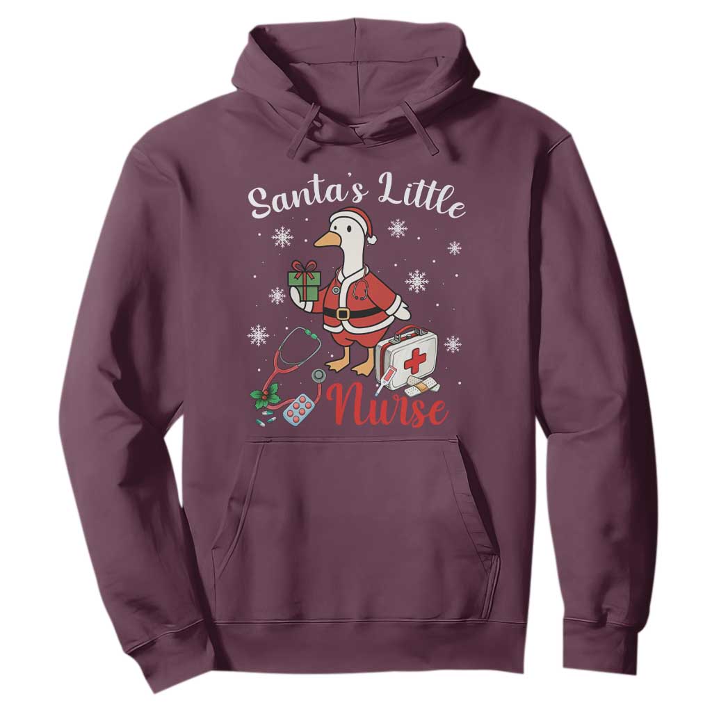 Christmas Goose Nurse Hoodie Santa Little Nurse TS14 Maroon Print Your Wear