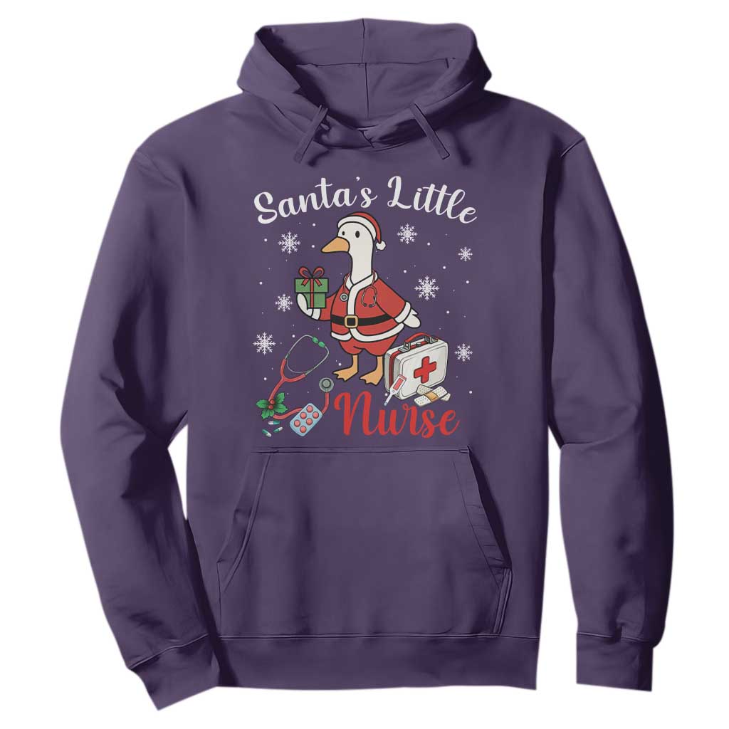 Christmas Goose Nurse Hoodie Santa Little Nurse TS14 Purple Print Your Wear