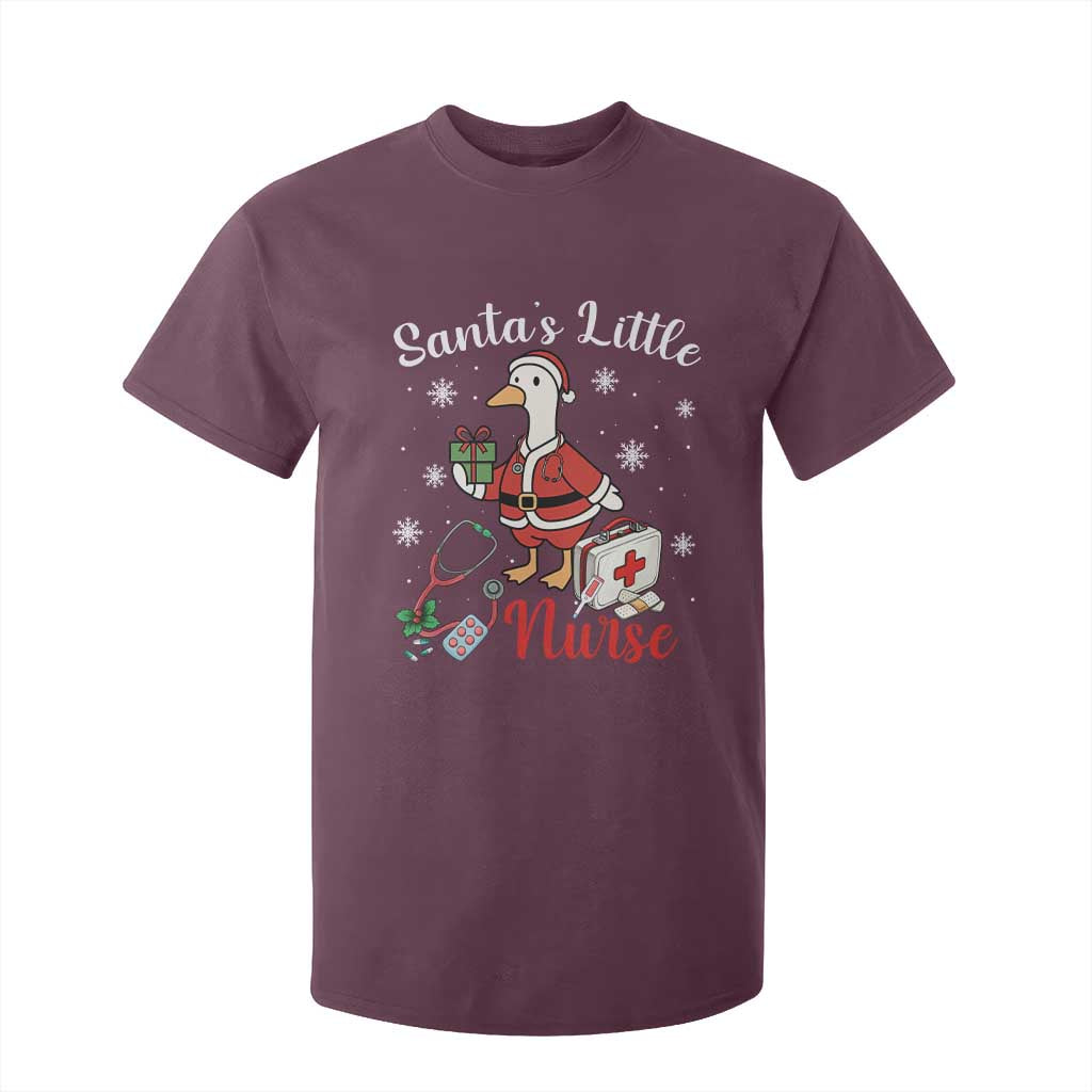 Christmas Goose Nurse T Shirt For Kid Santa Little Nurse TS14 Maroon Print Your Wear