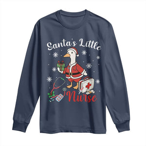 Christmas Goose Nurse Long Sleeve Shirt Santa Little Nurse TS14 Navy Print Your Wear