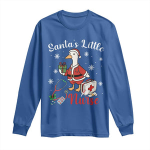 Christmas Goose Nurse Long Sleeve Shirt Santa Little Nurse TS14 Royal Blue Print Your Wear