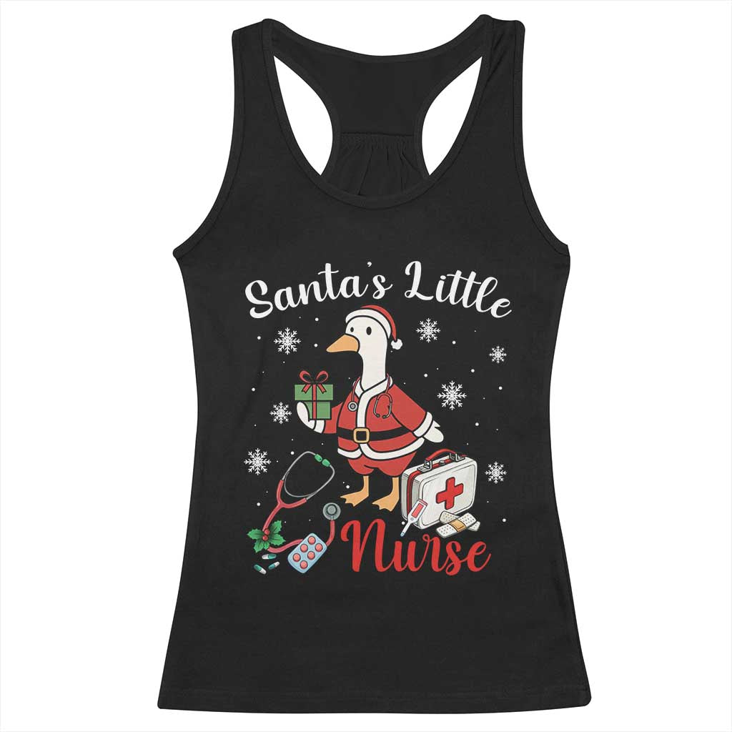 Christmas Goose Nurse Racerback Tank Top Santa Little Nurse - Print Your Wear