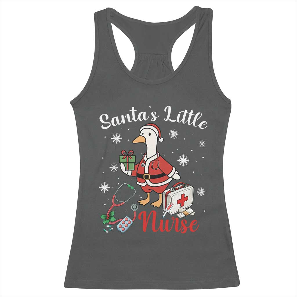 Christmas Goose Nurse Racerback Tank Top Santa Little Nurse TS14 Dark Heather Print Your Wear