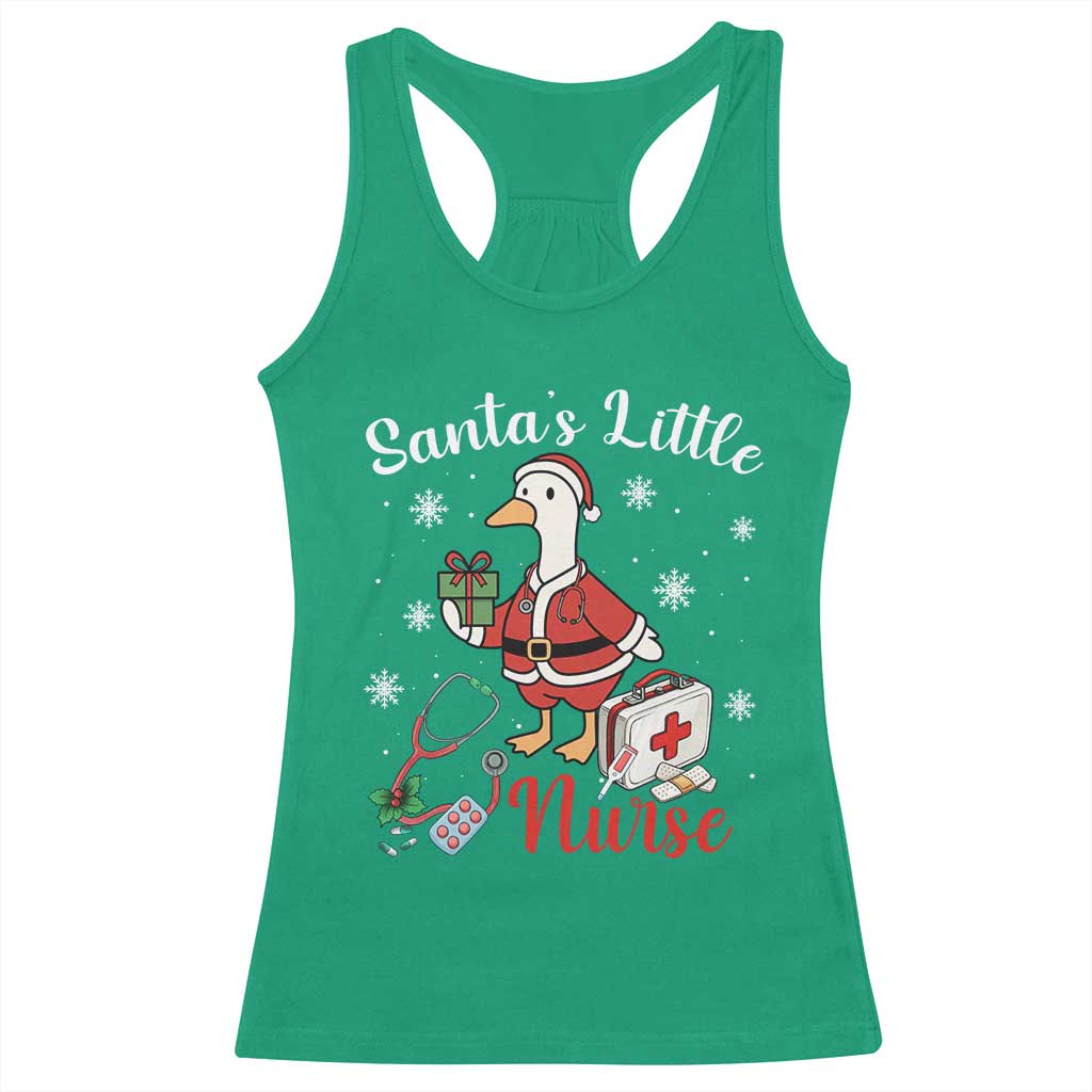 Christmas Goose Nurse Racerback Tank Top Santa Little Nurse - Print Your Wear