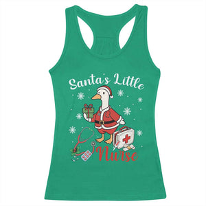 Christmas Goose Nurse Racerback Tank Top Santa Little Nurse - Print Your Wear