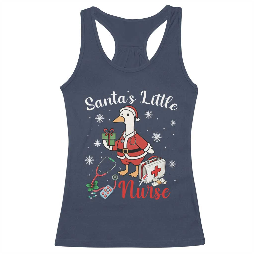 Christmas Goose Nurse Racerback Tank Top Santa Little Nurse - Print Your Wear