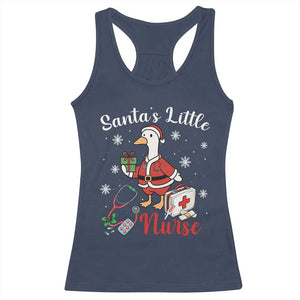 Christmas Goose Nurse Racerback Tank Top Santa Little Nurse - Print Your Wear