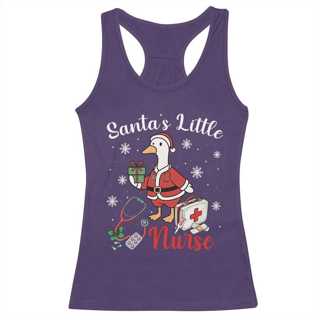 Christmas Goose Nurse Racerback Tank Top Santa Little Nurse - Print Your Wear